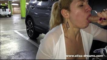 Blowjob, Sex and Cum in mouth in a public parking