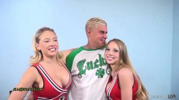 Busty Cheerleaders Kagney Linn Karter & Shawna Lenee Threesome with Reality TV Star