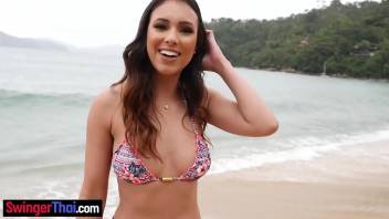 SwingerThai.com - Latina amateur beauty Amanda Borges picked up on the beach for anal sex